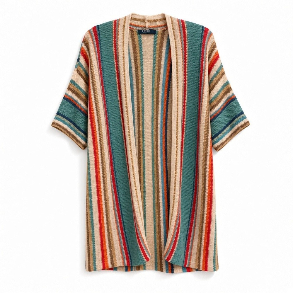 Lauren Ralph Lauren Cardigan Women XS Multicolor Striped Cotton Linen Boho